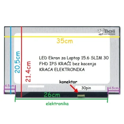 LED Ekran za Laptop 15.6 SLIM 30 FHD IPS KRAĆI bez kacenja KRACA ELEKTRONIKA